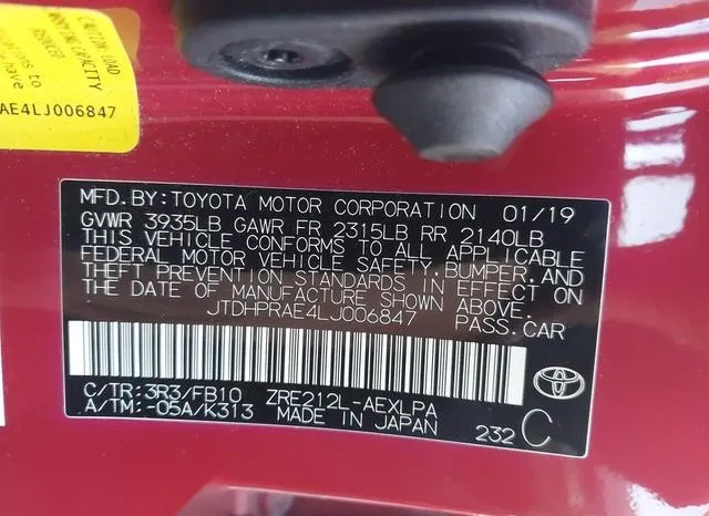 JTDHPRAE4LJ006847 2020 2020 Toyota Corolla- LE 9