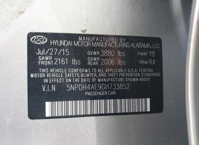 5NPDH4AE9GH733852 2016 2016 Hyundai Elantra- SE 9