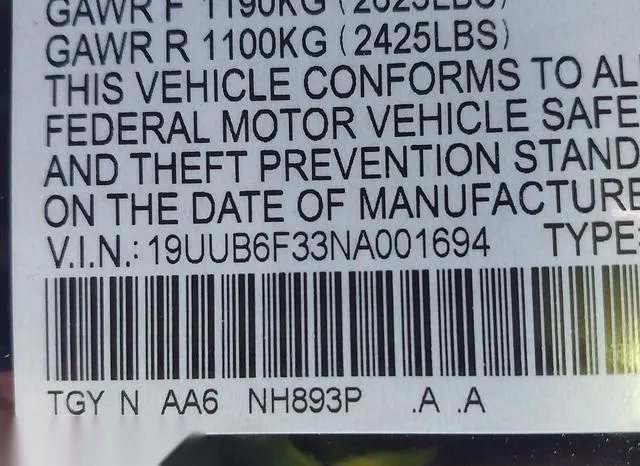 19UUB6F33NA001694 2022 2022 Acura TLX- Standard 9