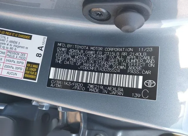 JTDBCMFE1R3035524 2024 2024 Toyota Corolla- Hybrid Le 9