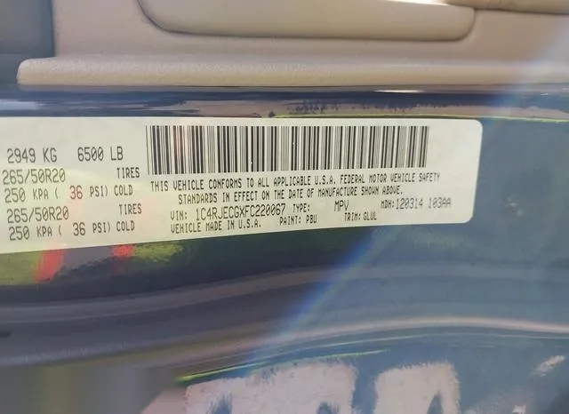 1C4RJECGXFC220067 2015 2015 Jeep Grand Cherokee- Overland 9