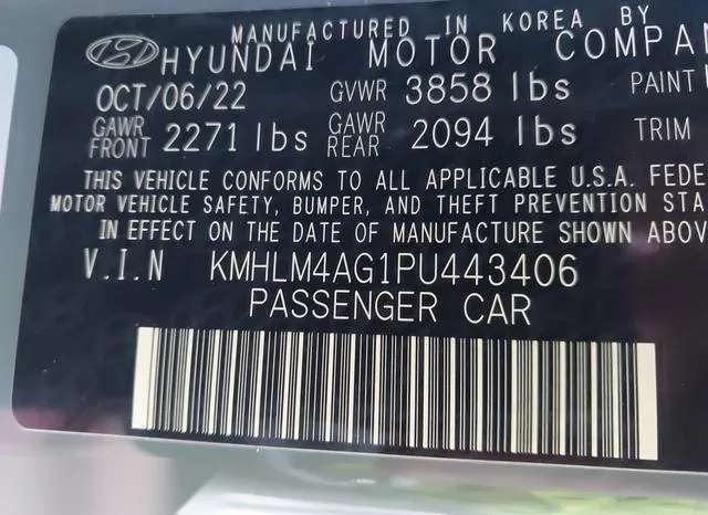 KMHLM4AG1PU443406 2023 2023 Hyundai Elantra- Sel 9