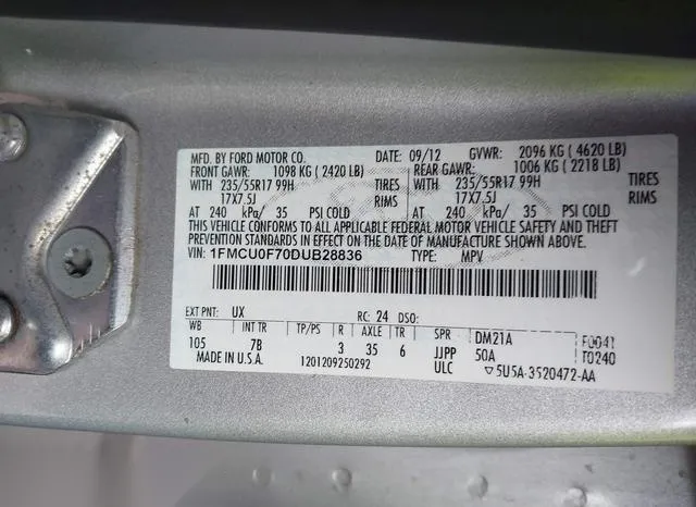 1FMCU0F70DUB28836 2013 2013 Ford Escape- S 9