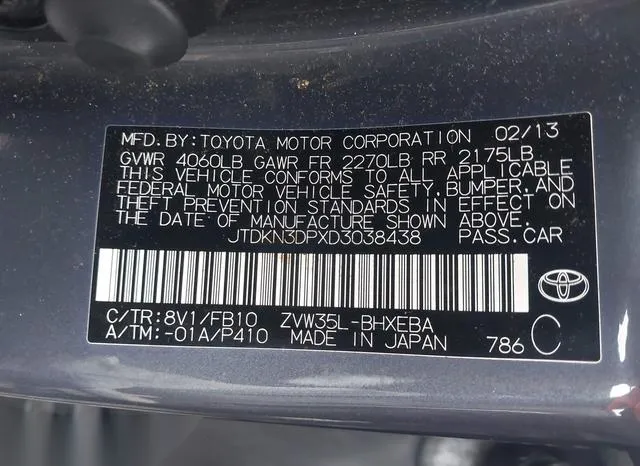 JTDKN3DPXD3038438 2013 2013 Toyota Prius- Plug-In 9