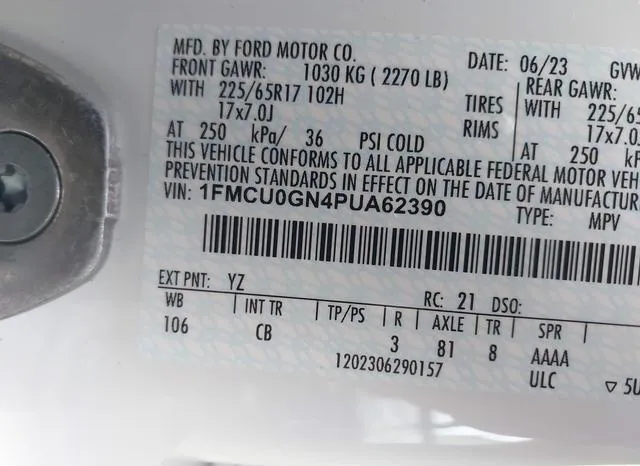 1FMCU0GN4PUA62390 2023 2023 Ford Escape- Active 9