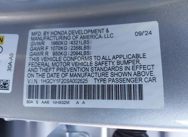 1HGCY1F20SA002625 2025 2025 Honda Accord- LX 9