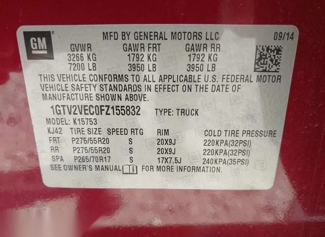 1GTV2VEC0FZ155832 2015 2015 GMC Sierra- 1500 Slt 9