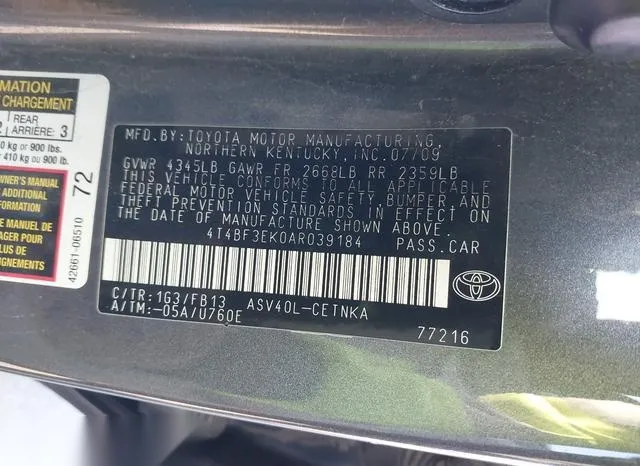 4T4BF3EK0AR039184 2010 2010 Toyota Camry- LE 9