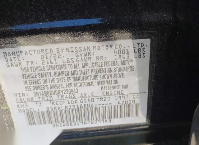 3N1AB8DV9NY229943 2022 2022 Nissan Sentra- Sr Xtronic Cvt 9