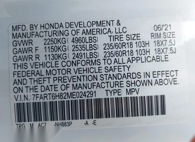 7FART6H82ME024291 2021 2021 Honda CR-V- Hybrid Ex-L 9