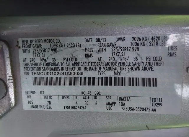 1FMCU0GX2DUA93036 2013 2013 Ford Escape- SE 9