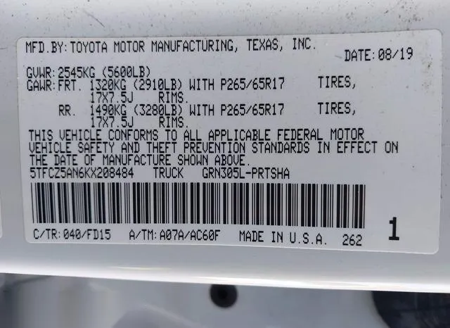 5TFCZ5AN6KX208484 2019 2019 Toyota Tacoma- 4WD Trd Sport 9