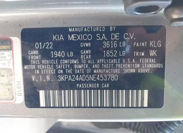 3KPA24AD5NE453780 2022 2022 KIA Rio- S 9