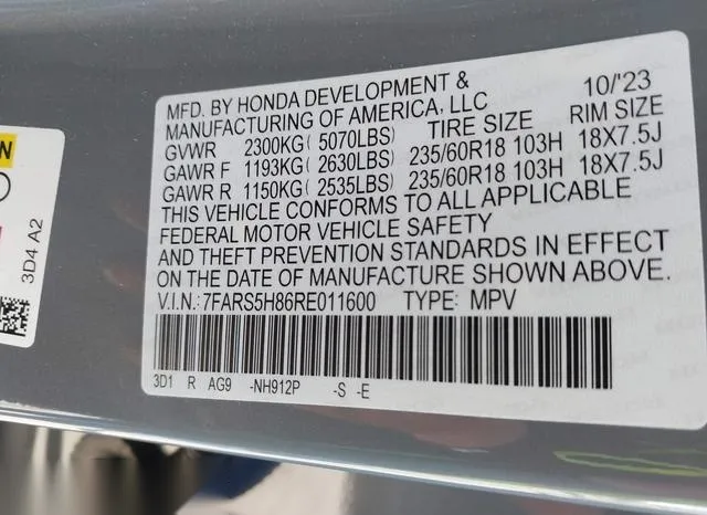 7FARS5H86RE011600 2024 2024 Honda CR-V- Hybrid Sport-L 9