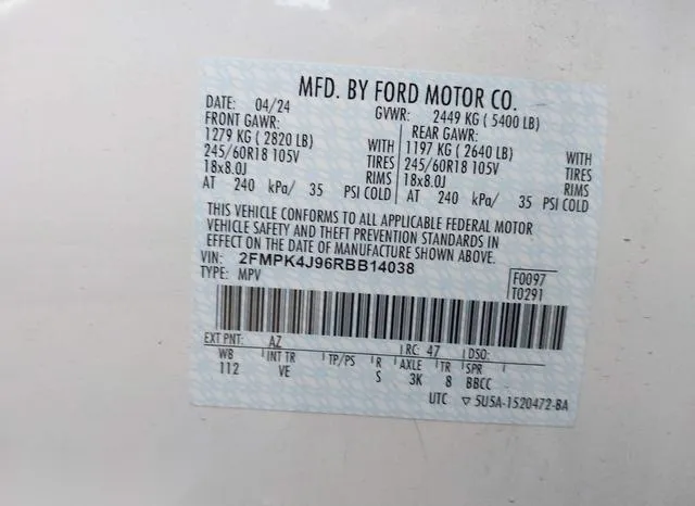 2FMPK4J96RBB14038 2024 2024 Ford Edge- Sel 9