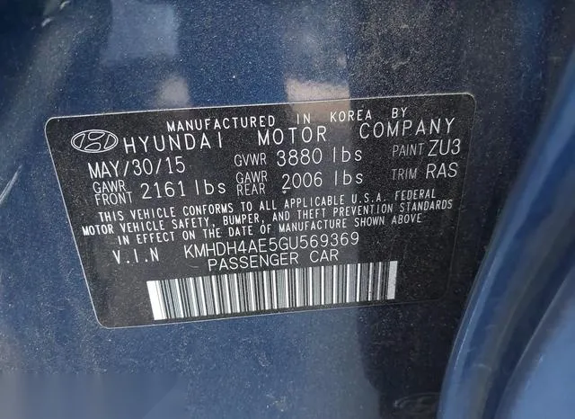 KMHDH4AE5GU569369 2016 2016 Hyundai Elantra- SE 9