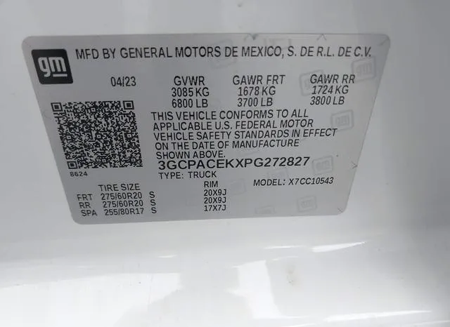 3GCPACEKXPG272827 2023 2023 Chevrolet Silverado 1500- 2Wd 9