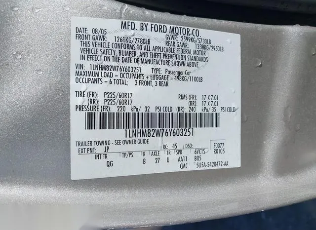 1LNHM82W76Y603251 2006 2006 Lincoln Town Car- Signature Lim 9