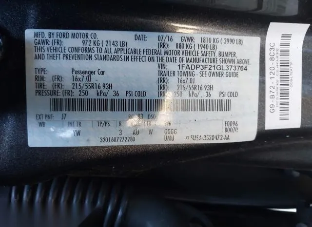 1FADP3F21GL373764 2016 2016 Ford Focus- SE 9