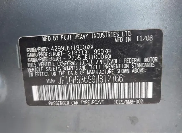 JF1GH63699H812766 2009 2009 Subaru Impreza Outback Sport 9