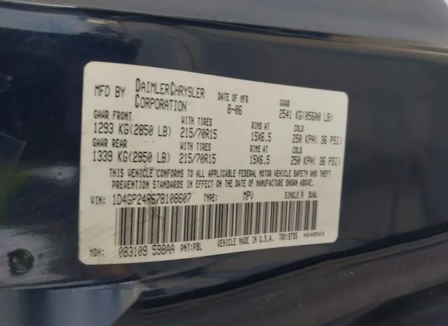 1D4GP24R67B108607 2007 2007 Dodge Grand Caravan- SE 9