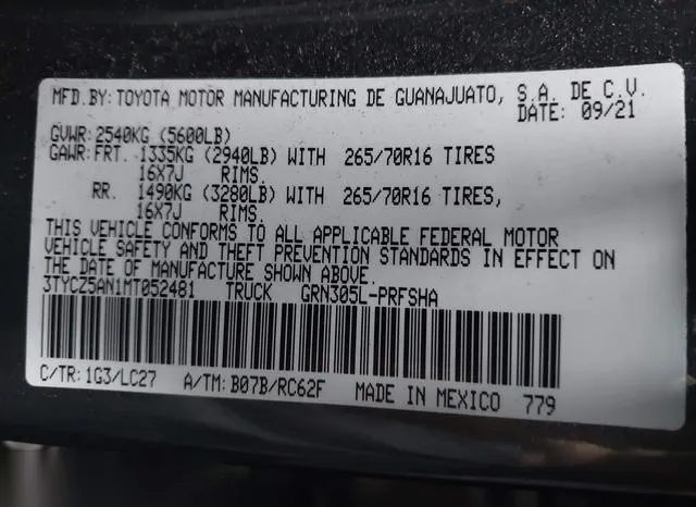 3TYCZ5AN1MT052481 2021 2021 Toyota Tacoma- Trd Off-Road 9