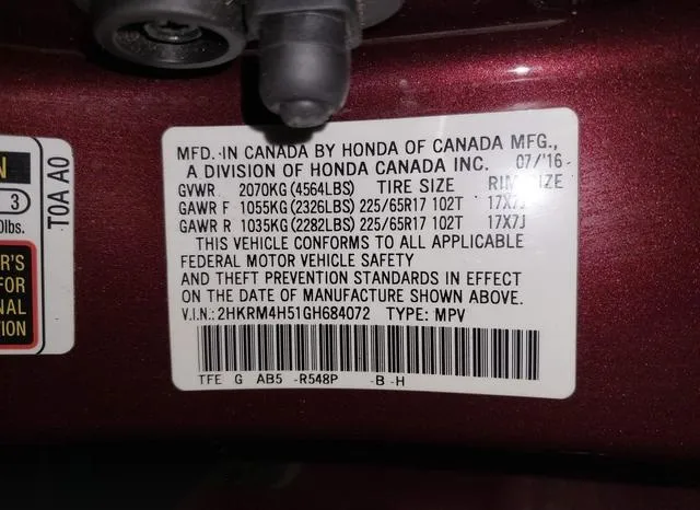 2HKRM4H51GH684072 2016 2016 Honda CR-V- EX 9