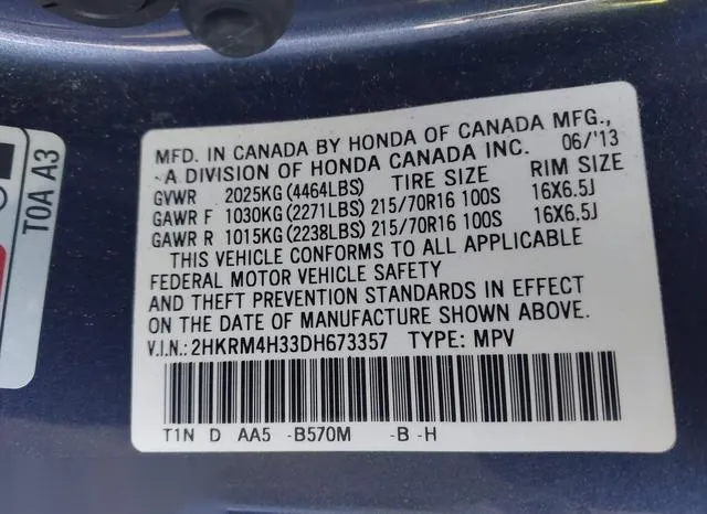 2HKRM4H33DH673357 2013 2013 Honda CR-V- LX 9