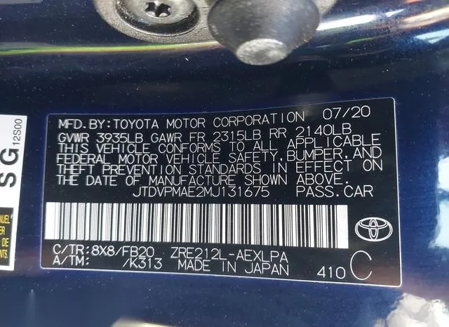 JTDVPMAE2MJ131675 2021 2021 Toyota Corolla- LE 9