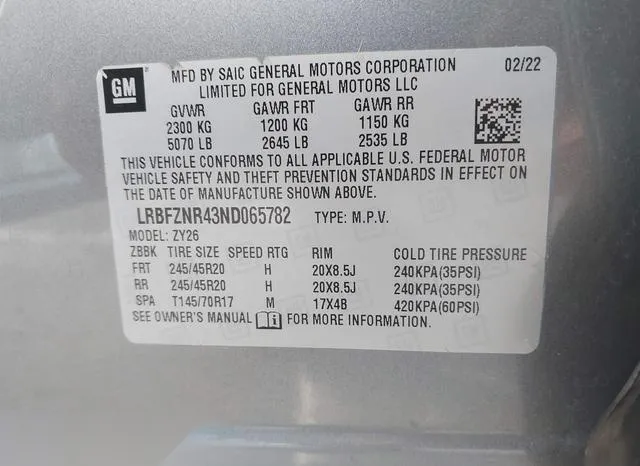 LRBFZNR43ND065782 2022 2022 Buick Envision- Fwd Essence 9