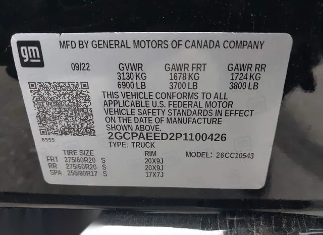 2GCPAEED2P1100426 2023 2023 Chevrolet Silverado 1500- 2Wd 9