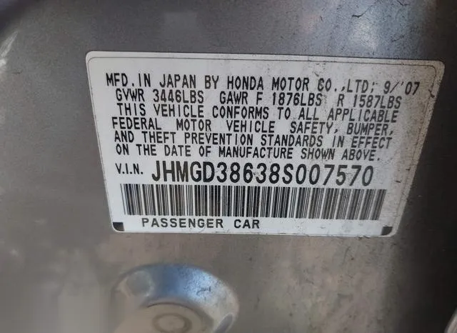 JHMGD38638S007570 2008 2008 Honda Fit- Sport 9