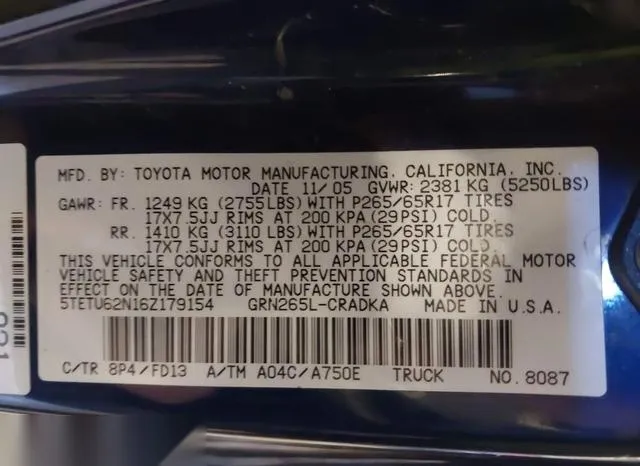 5TETU62N16Z179154 2006 2006 Toyota Tacoma- Prerunner Access 9