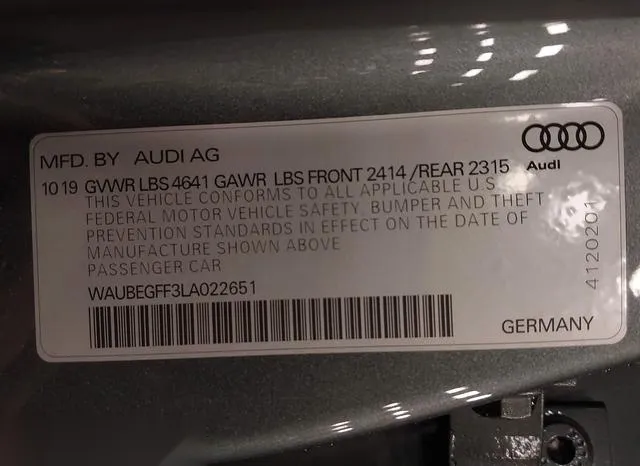 WAUBEGFF3LA022651 2020 2020 Audi A3- Premium 45 Tfsi S Line 9