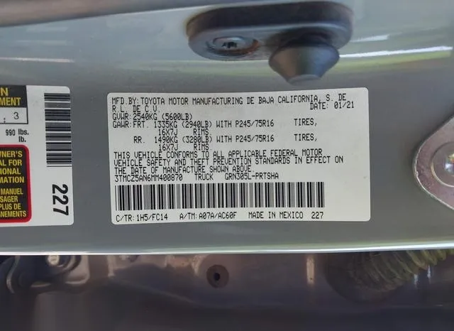 3TMCZ5AN6MM400870 2021 2021 Toyota Tacoma- Sr5 V6 9