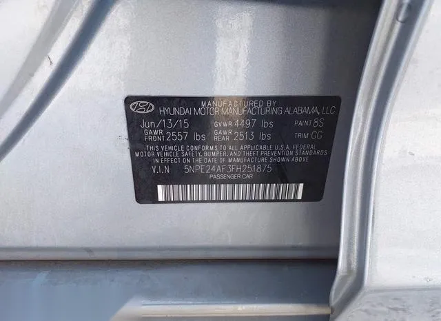 5NPE24AF3FH251875 2015 2015 Hyundai Sonata- SE 9