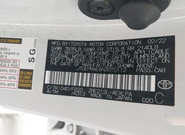 JTDEPMAE6N3015112 2022 2022 Toyota Corolla- LE 9