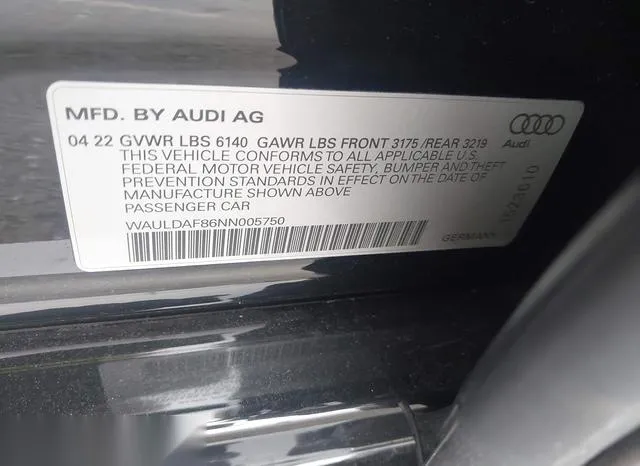 WAULDAF86NN005750 2022 2022 Audi A8- L 55 Tfsi Quattro Tipt 9