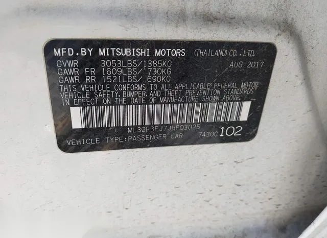 ML32F3FJ7JHF03025 2018 2018 Mitsubishi Mirage- G4 ES 9