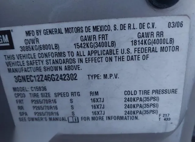 3GNEC12Z46G242302 2006 2006 Chevrolet Avalanche 1500- LS 9