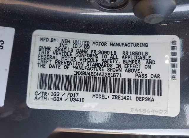 1NXBU4EE4AZ281671 2010 2010 Toyota Corolla- S 9