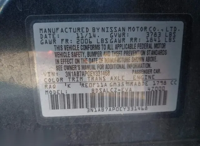 3N1AB7AP0EY331468 2014 2014 Nissan Sentra- S 9