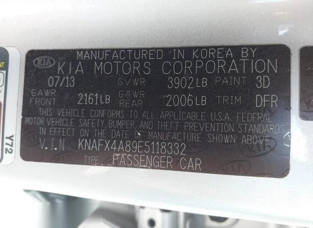 KNAFX4A89E5118332 2014 2014 KIA Forte- EX 9