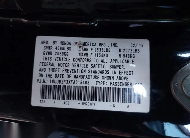 19UUB2F3XFA018468 2015 2015 Acura TLX- V6 9