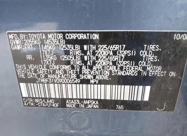 JTMBF31V09D006549 2009 2009 Toyota RAV4- Limited 9