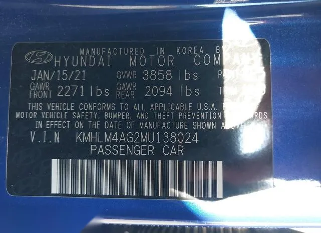 KMHLM4AG2MU138024 2021 2021 Hyundai Elantra- Sel 9