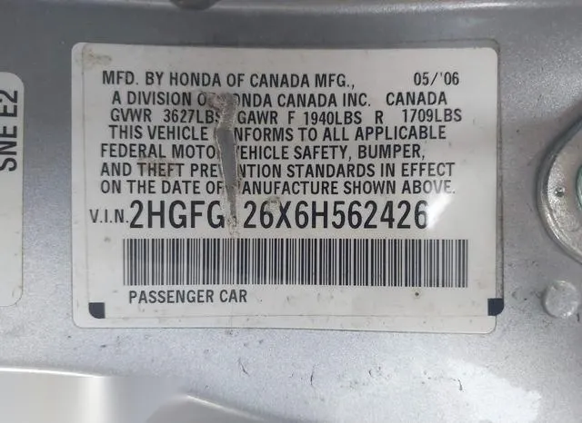 2HGFG126X6H562426 2006 2006 Honda Civic- LX 9