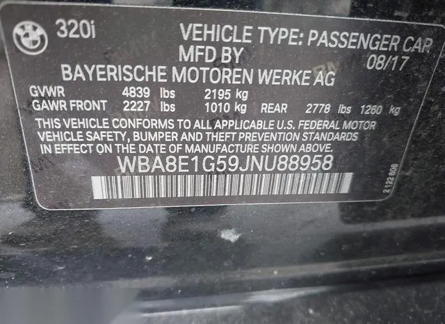 WBA8E1G59JNU88958 2018 2018 BMW 3 Series- 320I 9