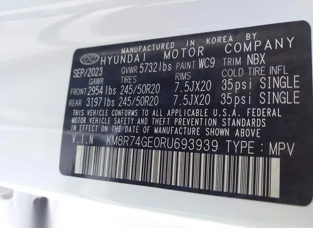 KM8R74GE0RU693939 2024 2024 Hyundai Palisade- Calligraphy 9