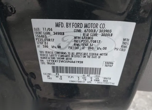 1FTRX12W35NA61928 2005 2005 Ford F-150- Stx/Xl/Xlt 9